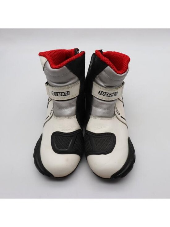 Sedici Rapido Leather Motorcycle Riding Boots Men’s Size 12 White /Black Zipper main image 10